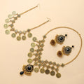 Vintage Bohemian Gold Alloy Round Rhinestone Crystal Jhumka Dangle Statement Jewelry Set Earrings view 5