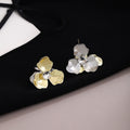 Vintage Luxury Gold Alloy Flower Studs With Zircon Rhinestone Center For Women Fashion Earrings view 2