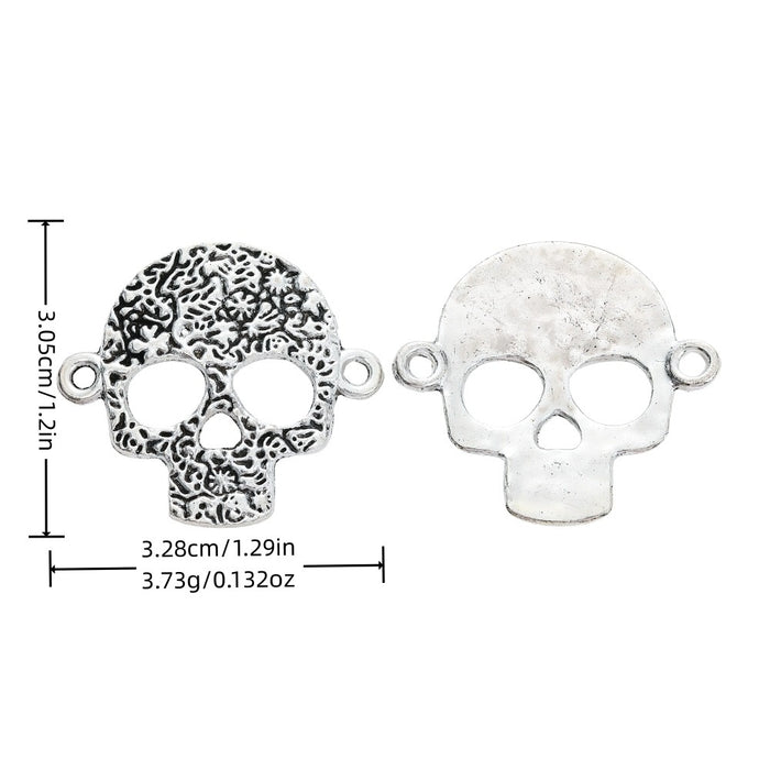 Antique Silver Zinc Alloy Skull Charm Pendant No.589526 for DIY Necklace Bracelet Jewelry Making
