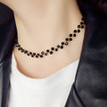 Gold Short Pearl and Black Crystal Bead Choker Necklaces view 7