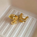 Real Gold Plated Metal C-Shaped Letter Stud Earrings With Silver Posts, Chic Minimalist Jewelry view 3