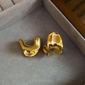 Real Gold Plated Metal C-Shaped Letter Stud Earrings With Silver Posts, Chic Minimalist Jewelry view 1