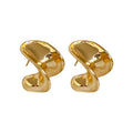 Real Gold Plated Metal C-Shaped Letter Stud Earrings With Silver Posts, Chic Minimalist Jewelry view 5