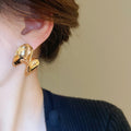 Real Gold Plated Metal C-Shaped Letter Stud Earrings With Silver Posts, Chic Minimalist Jewelry view 4