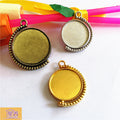 Rotating Double Sided Round Cabochon Bezel Pendants view 4