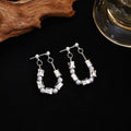 Elegant Silver Needle Square Bead Pearl Chain Tassel Front Back Wear Luxury Women's Drop Earrings view 3