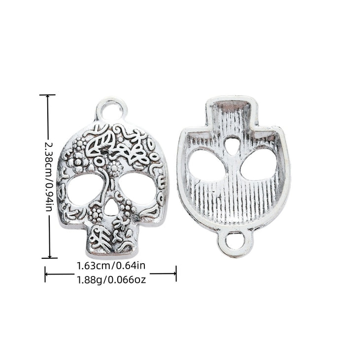 Antique Silver Zinc Alloy Skull Charm Pendant No.880937 for DIY Necklace Bracelet Jewelry Making