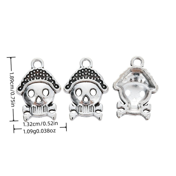 Antique Silver Zinc Alloy Pirate Skull Charm Pendant for DIY Necklace Bracelet Jewelry Making
