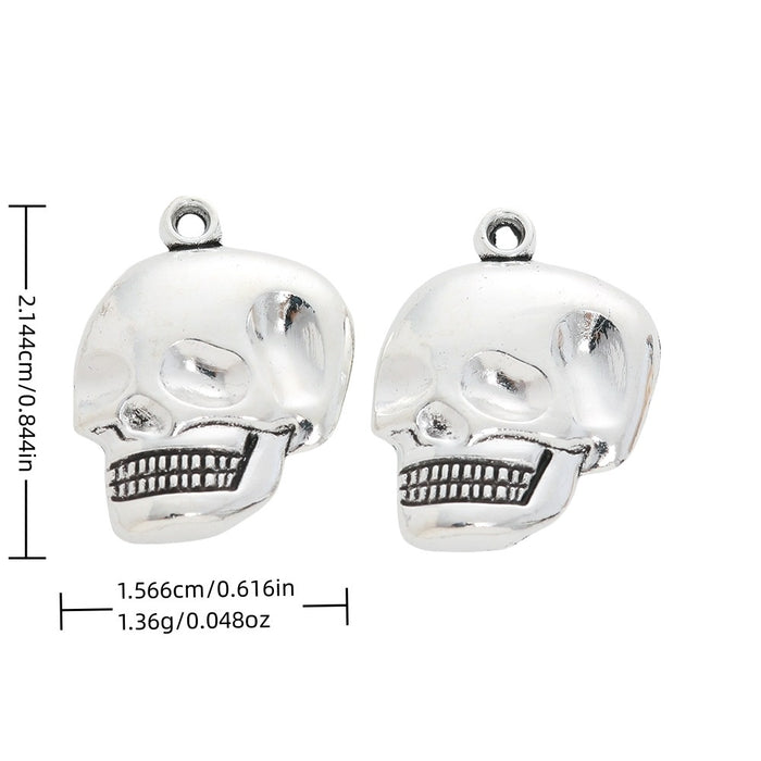 Antique Silver Zinc Alloy Skull Charm Pendant No.288490 for DIY Necklace Bracelet Jewelry Making