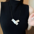 Irregular Alloy Oval Geometric Leather Cord Sweater Necklace For Women Light Luxury Fashion Accessory view 4