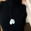 Irregular Alloy Oval Geometric Leather Cord Sweater Necklace For Women Light Luxury Fashion Accessory view 3