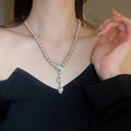 Light Luxury Snake Rhinestone Faux Pearl Necklace And Earrings Jewelry Set view 4