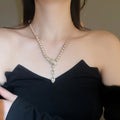 Light Luxury Snake Rhinestone Faux Pearl Necklace And Earrings Jewelry Set view 3