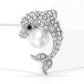 Alloy Rhinestone Dolphin Brooch Cute Animal Lapel Pin For Coats view 2