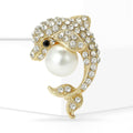 Alloy Rhinestone Dolphin Brooch Cute Animal Lapel Pin For Coats view 1
