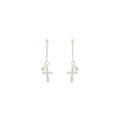 Luxury Silver Needle Chain Cross Cross Pendant Rhinestone Simple Korean Stud Drop Earrings view 5