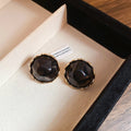 Alloy Round Pleated Stud Earrings For Women French Vintage Geometric Light Luxury Style view 3