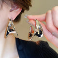 Metal C-Shaped Letter Stud Earrings For Women European American Statement Light Luxury Fashion view 4