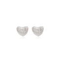 European American Silver Textured Heart Stainless Steel Stud Earrings For Women Light Luxury Jewelry view 5