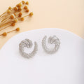 European American Silver Textured Heart Stainless Steel Stud Earrings For Women Light Luxury Jewelry view 3