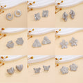 European American Silver Textured Heart Stainless Steel Stud Earrings For Women Light Luxury Jewelry view 2