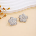 European American Silver Textured Heart Stainless Steel Stud Earrings For Women Light Luxury Jewelry view 4