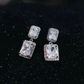 Light Luxury Geometric Drop Earrings With Square Zircon, Wedding Proposal Daily Niche Jewelry view 2