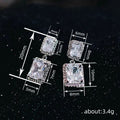 Light Luxury Geometric Drop Earrings With Square Zircon, Wedding Proposal Daily Niche Jewelry view 4