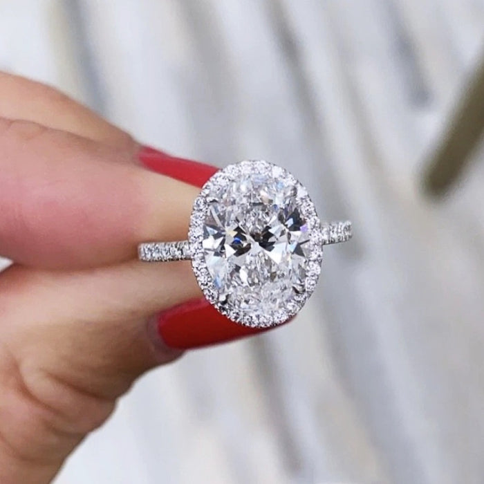 Oval Zircon Ring For Women, Elegant Fashion Single Band For Engagement And Wedding Wear