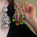 Copper Rhinestone Teardrop Earrings For Women, Statement Luxury Fashion Stud Jewelry view 1