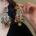 Copper Rhinestone Teardrop Earrings For Women, Statement Luxury Fashion Stud Jewelry view 2