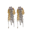 Chic Alloy Rhinestone Flower Wheat Chain Tassel Earrings With Silver Posts For Women view 5