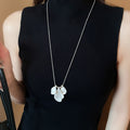Brushed Alloy Petal Pendant Sweater Necklace For Women Minimalist Light Luxury Floral Jewelry view 4