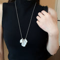 Brushed Alloy Petal Pendant Sweater Necklace For Women Minimalist Light Luxury Floral Jewelry view 3
