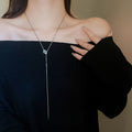 Minimalist Rhinestone Snake Alloy Sweater Necklace For Women Light Luxury Elegant Accessory view 4