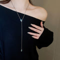 Minimalist Rhinestone Snake Alloy Sweater Necklace For Women Light Luxury Elegant Accessory view 3