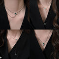 Minimalist Rhinestone Snake Alloy Sweater Necklace For Women Light Luxury Elegant Accessory view 1