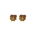 Vintage Flower Rhinestone Faux Pearl Stud Earrings With Silver Posts For Women view 5