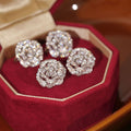 Light Luxury Copper Rhinestone Camellia Flower Clip-on Earrings For Women view 1