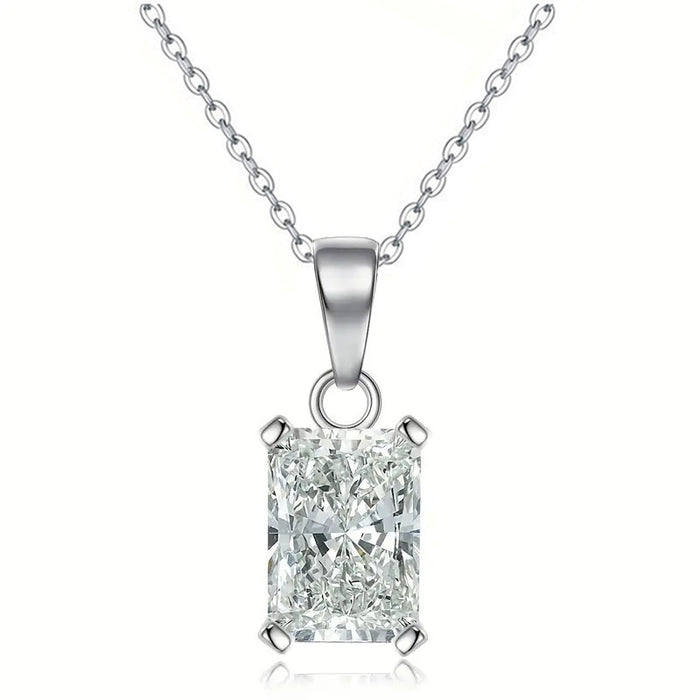 Micro Pave Square Cubic Zirconia Necklace For Women, Creative Geometric Pendant Jewelry