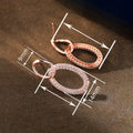 Electroplated Metal Geometric Hollow Women's Earrings, Micro Paved Zircon Elegant Niche Jewelry view 4