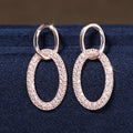 Electroplated Metal Geometric Hollow Women's Earrings, Micro Paved Zircon Elegant Niche Jewelry view 1