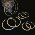 Metal Rhinestone Hoop Earrings With Silver Pin Geometric Circle Chic Statement Design view 2