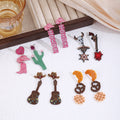 Creative Western Cowboy Guitar Cactus Hat Acrylic Enamel Drop Dangle Fashion Statement Earrings view 1
