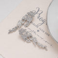 Elegant Silver Needle Rhinestone Leaf Feather Tassel Stud Earrings For Women Luxury Fashion Earrings view 3