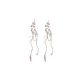 Chic Alloy Snake Cross Tassel Drop Earrings With Silver Pins, Light Luxury Statement Design view 5