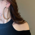 Copper Geometric Round Rhinestone Hoop Earrings For Women Light Luxury Statement Fashion Jewelry view 4