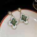 Light Luxury Vintage French Floral Alloy Drop Earrings With Silver Needle Posts view 2