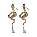 European American Style Copper Snake Stud Earrings With Silver Pin, Minimalist Luxury Animal Design view 5