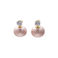 Elegant Korean Zircon Studs With Light Pink Faux Pearl Dome Drops Luxury Silver Needle Earrings view 5